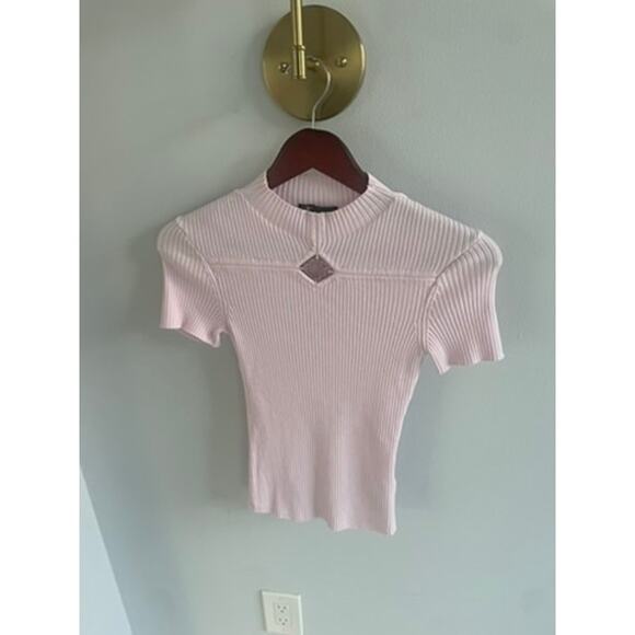 Maje Tops - Maje baby pink silver flower logo top